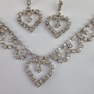 ❤️Heart Earrings & Necklace Set 925 Sterling Silver White Zircon